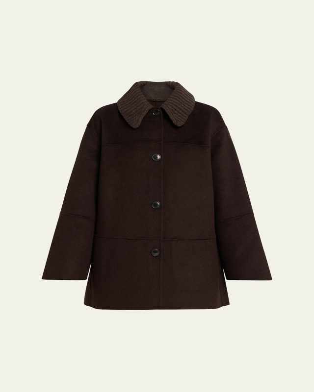 Lisa Double-Face Wool Coat with Removable Collar